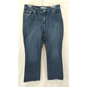 Chicos Platinum Womens Jeans Sz 2 Short Dark Wash Straight Leg Large